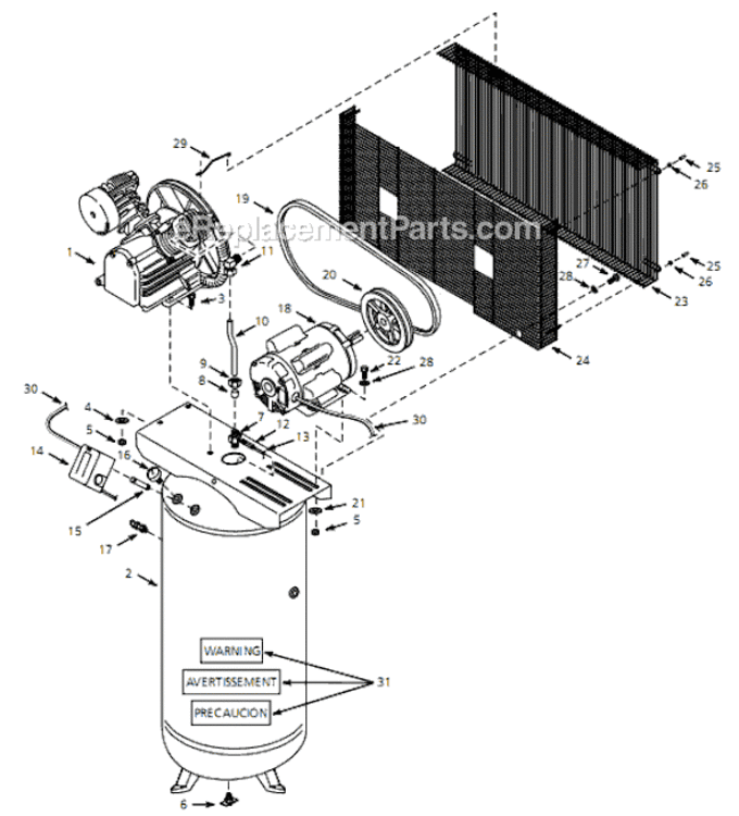 Page A Diagram and Parts List for HS7815 2000 Campbell Hausfeld Compressor